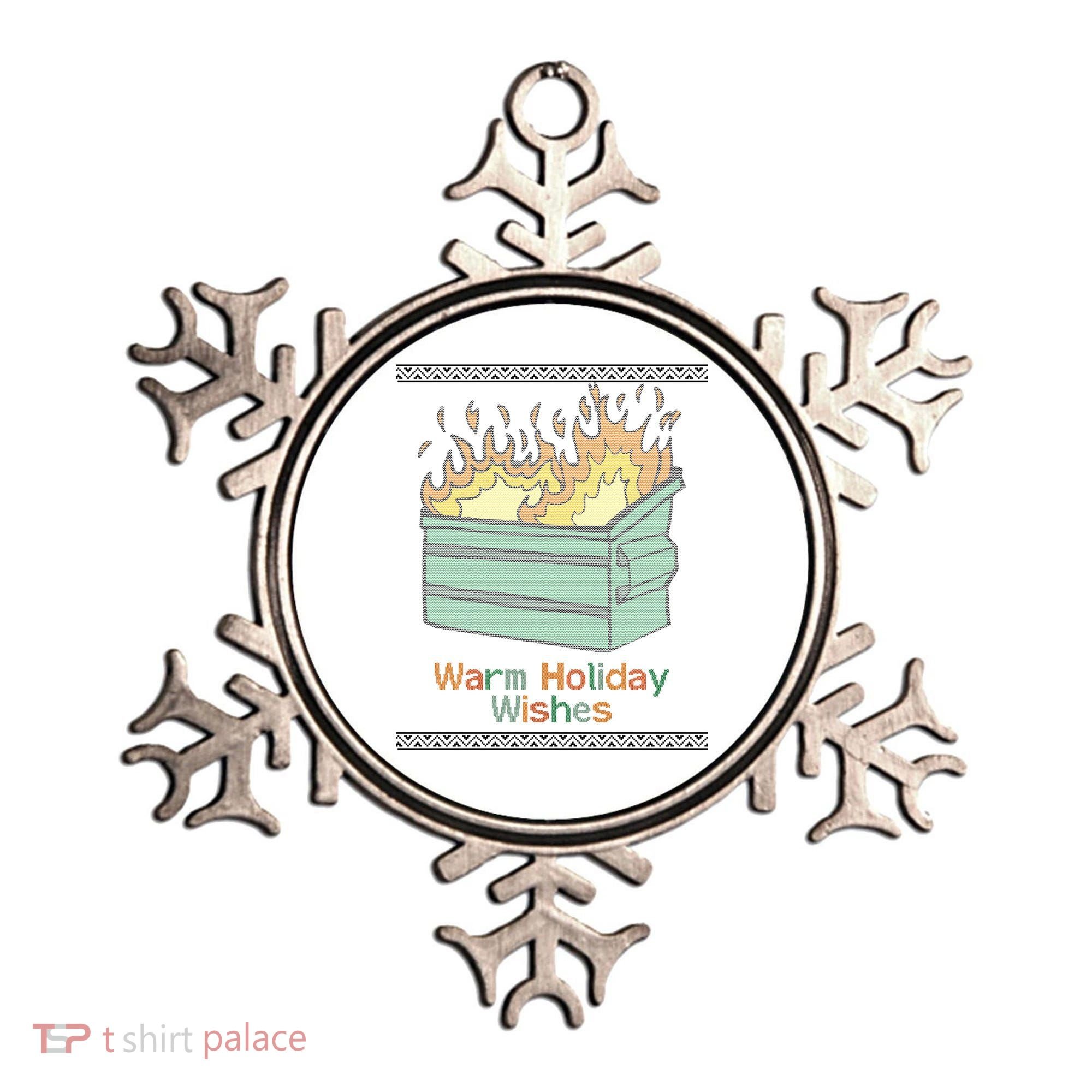 Warm Holiday Wishes Trash Can Flame Ugly Christmas Ornament