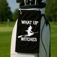 Witch Halloween What Up Witches With A Broomstick Golf Towel thumb 2