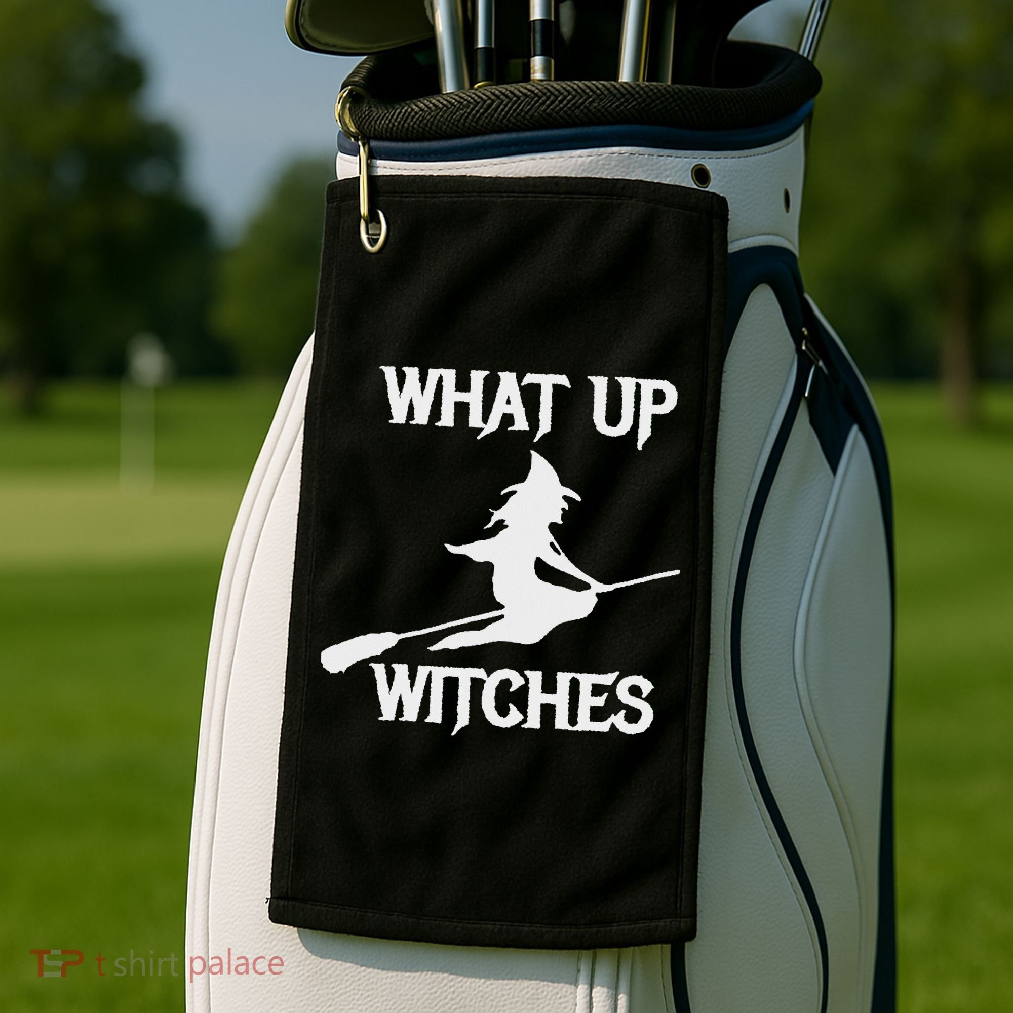 Witch Halloween What Up Witches With A Broomstick Golf Towel