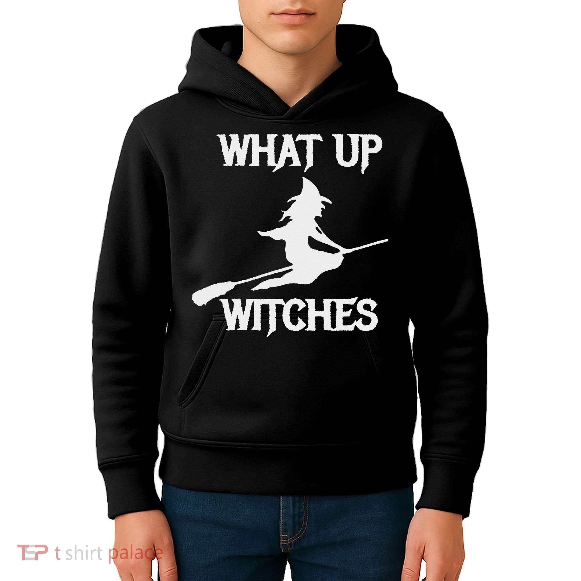 Witch Halloween What Up Witches With A Broomstick Kids Hoodie