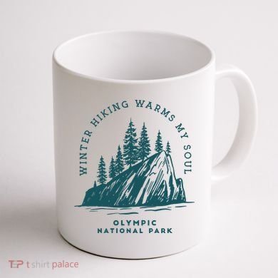 Winter Hiking Warms My Soul Washington State Coffee Mug back