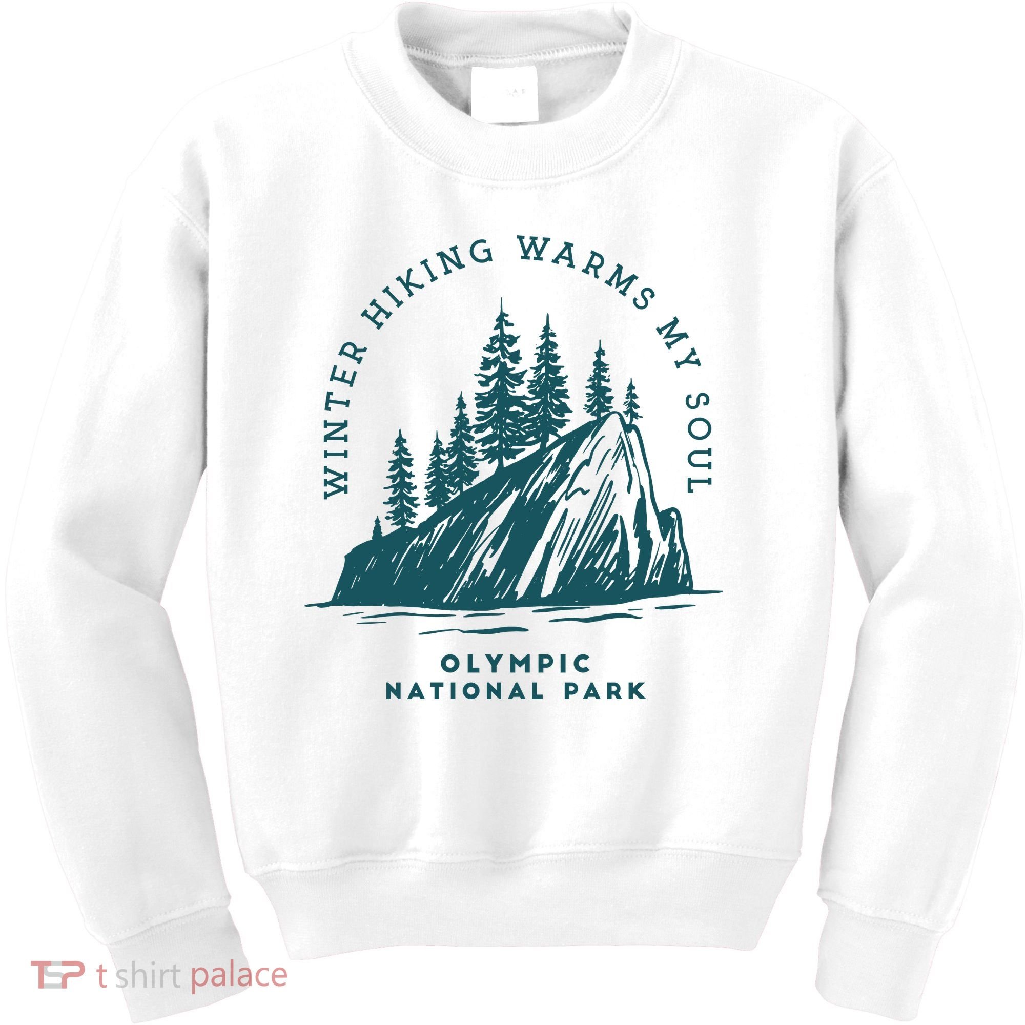 Winter Hiking Warms My Soul Washington State Kids Sweatshirt