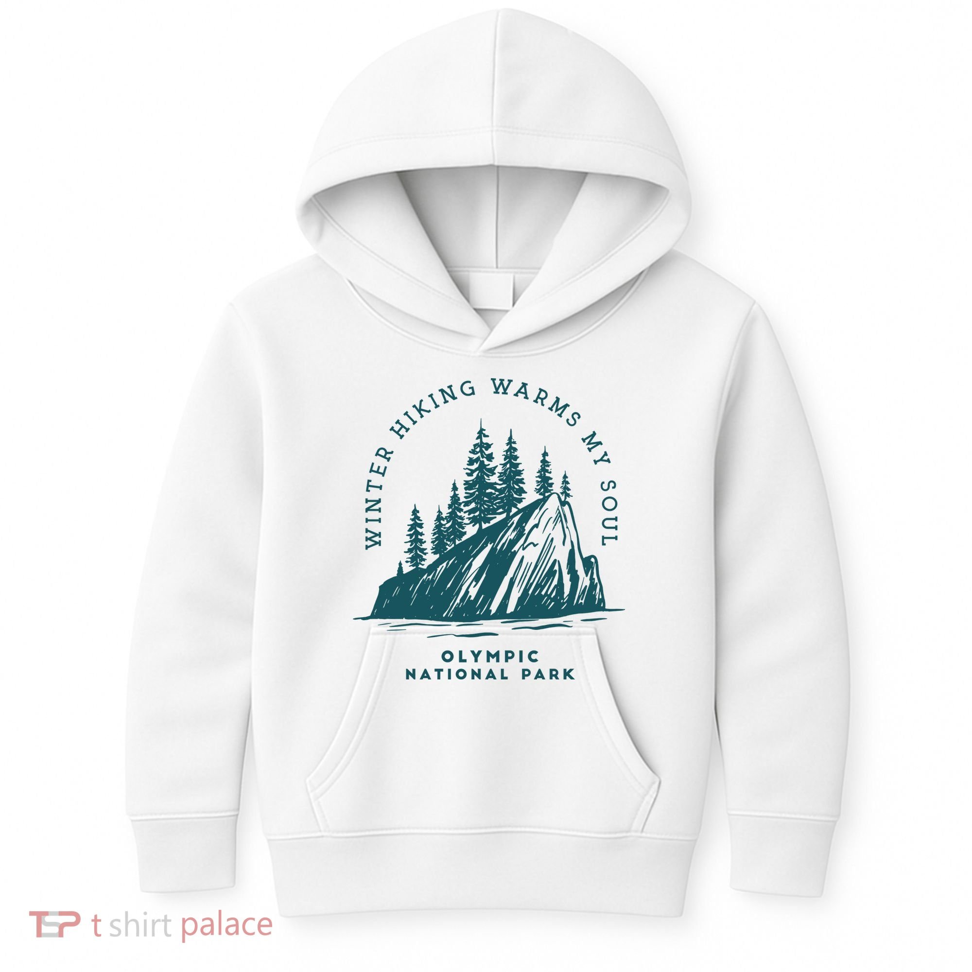 Winter Hiking Warms My Soul Washington State Kids Hoodie