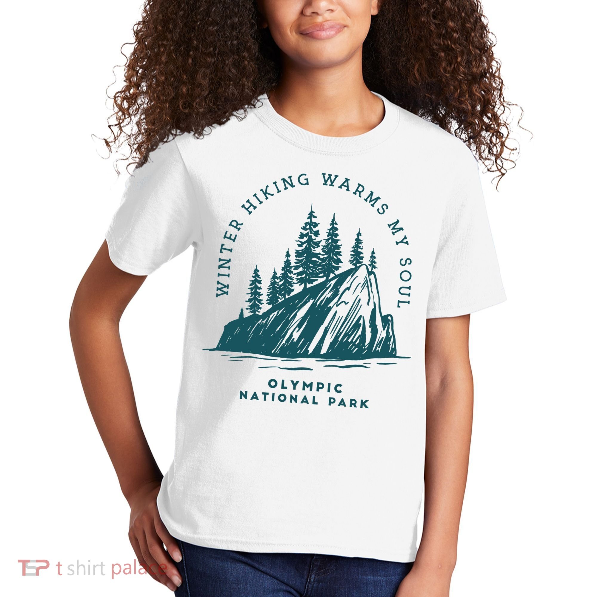 Winter Hiking Warms My Soul Washington State Kids T-Shirt