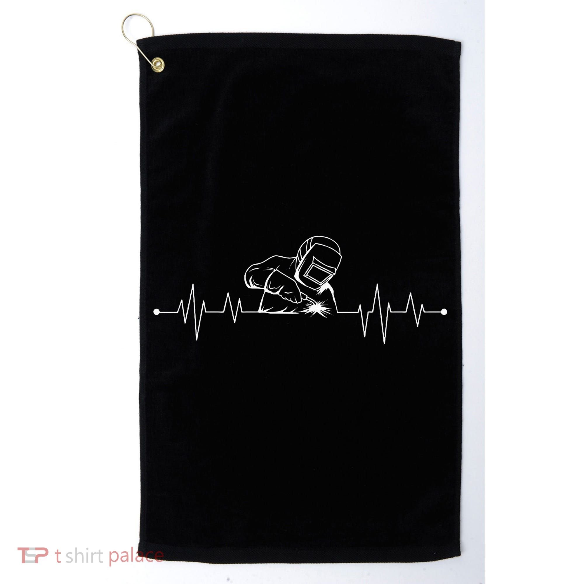 Welding Heartbeat Welder Helmet Metal Fabrication Fusing Mig Golf Towel