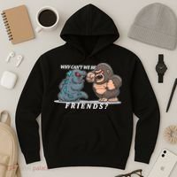 Why Can't We Be Friends Ape Monster Fights Hoodie thumb 3