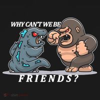 Why Can't We Be Friends Ape Monster Fights Apron thumb 3