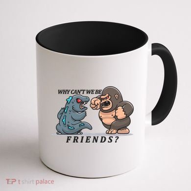 Why Can't We Be Friends Ape Monster Fights Coffee Mug back