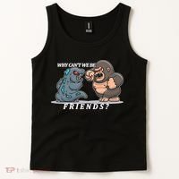 Why Can't We Be Friends Ape Monster Fights Tank Top thumb 2
