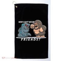 Why Can't We Be Friends Ape Monster Fights Golf Towel thumb 0