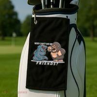 Why Can't We Be Friends Ape Monster Fights Golf Towel thumb 2