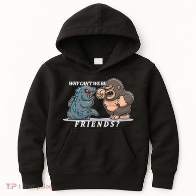 Why Can't We Be Friends Ape Monster Fights Kids Hoodie