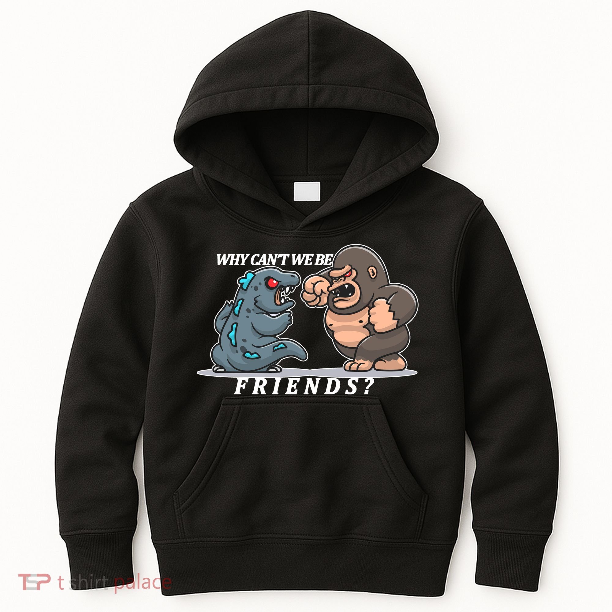 Why Can't We Be Friends Ape Monster Fights Kids Hoodie