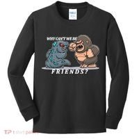 Why Can't We Be Friends Ape Monster Fights Kids Long Sleeve Shirt thumb 0