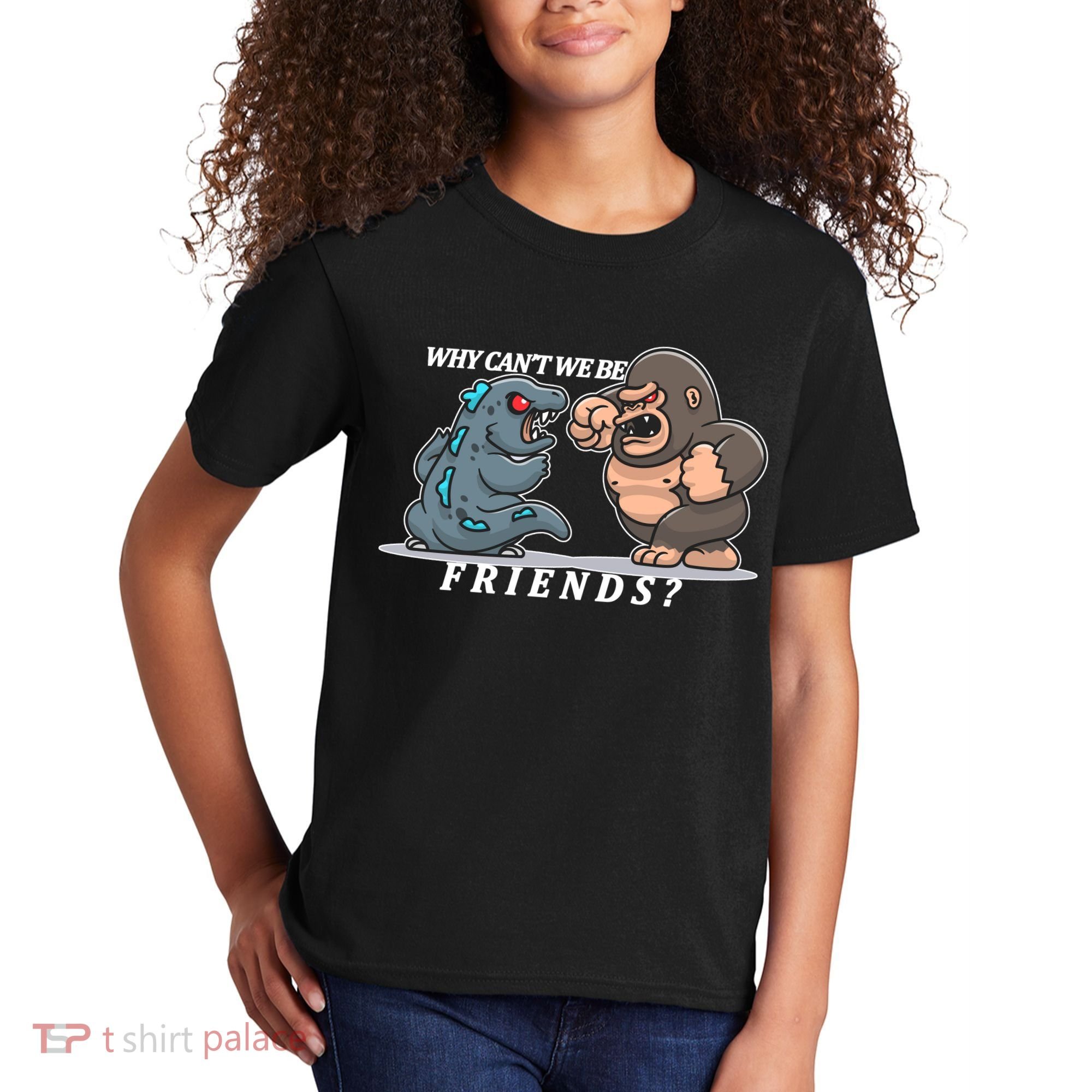 Why Can't We Be Friends Ape Monster Fights Kids T-Shirt