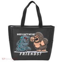 Why Can't We Be Friends Ape Monster Fights Tote Bag thumb 0