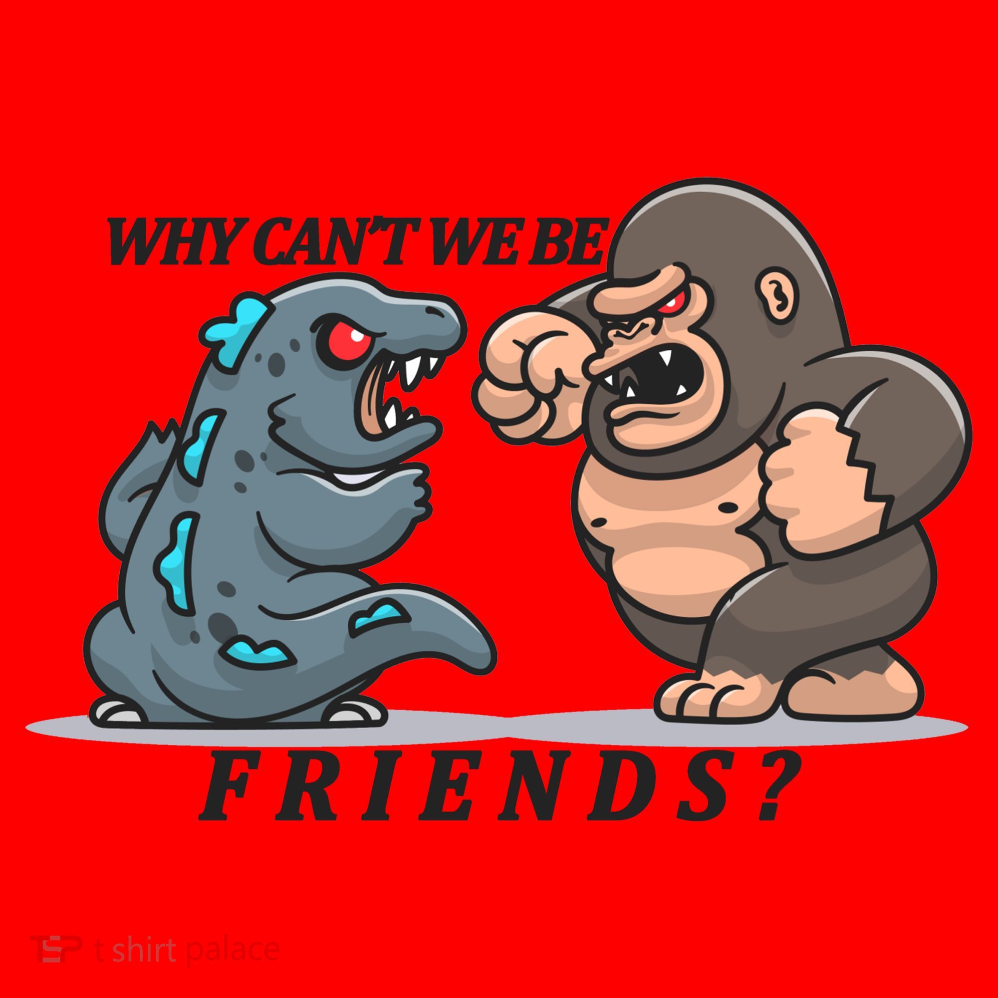 Why Can't We Be Friends Ape Monster Fights Santa Hat