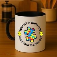 Why Fit In Autism Awareness Coffee Mug thumb 4