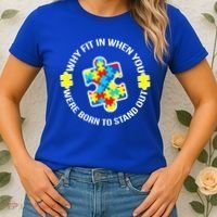 Why Fit In Autism Awareness Women's T-Shirt thumb 2