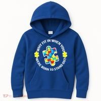 Why Fit In Autism Awareness Kids Hoodie thumb 0