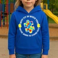 Why Fit In Autism Awareness Kids Hoodie thumb 3