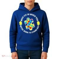 Why Fit In Autism Awareness Kids Hoodie thumb 4