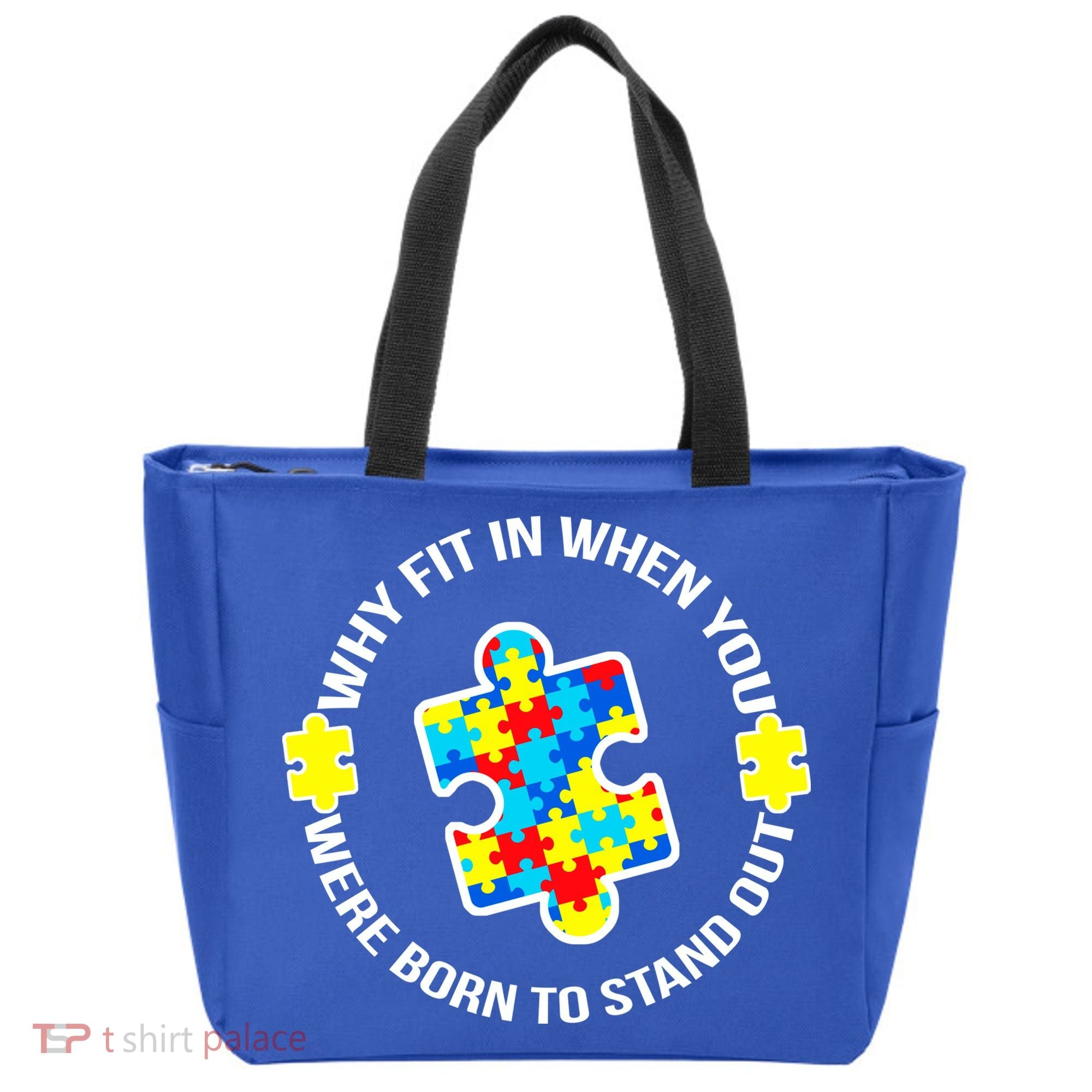 Why Fit In Autism Awareness Tote Bag
