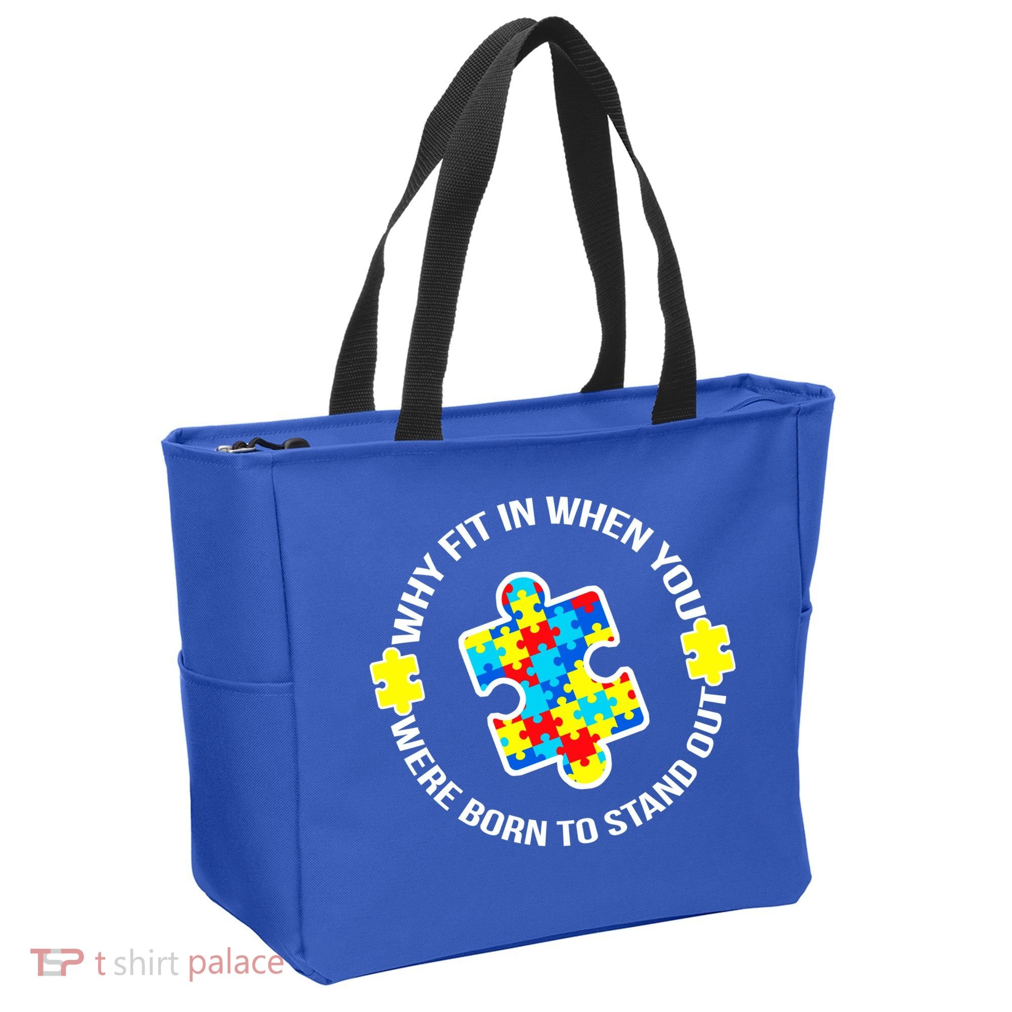 Why Fit In Autism Awareness Tote Bag