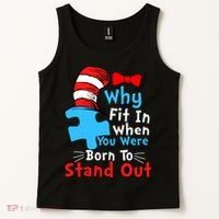 Why Fit In When You Were Born To Stand Out Autism Tank Top thumb 2
