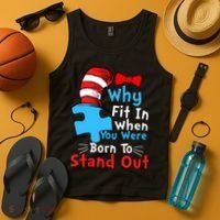 Why Fit In When You Were Born To Stand Out Autism Tank Top thumb 4