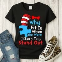 Why Fit In When You Were Born To Stand Out Autism Women's T-Shirt thumb 3