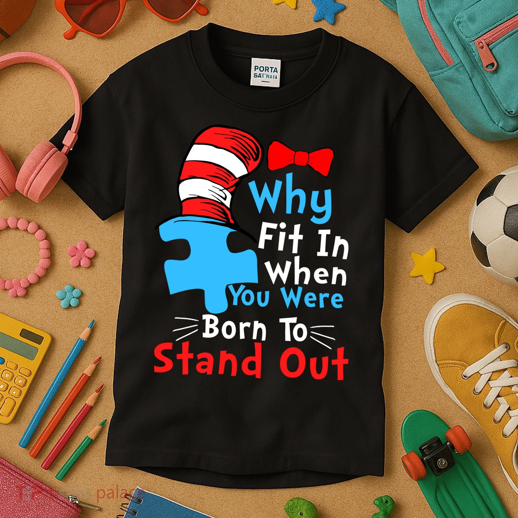 Why Fit In When You Were Born To Stand Out Autism Kids T-Shirt
