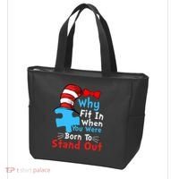 Why Fit In When You Were Born To Stand Out Autism Tote Bag thumb 3
