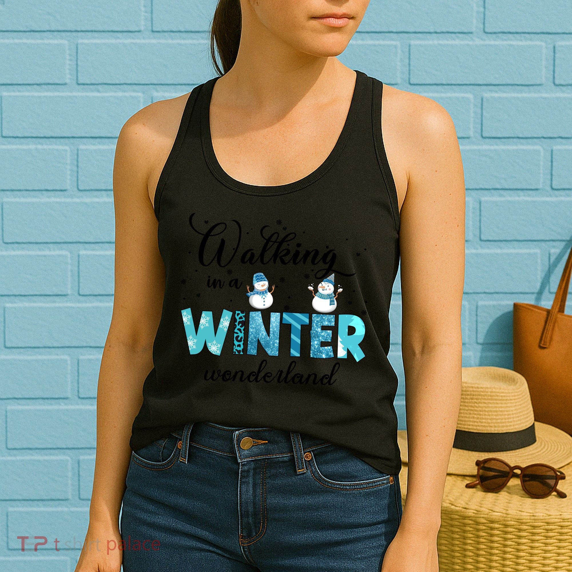 Walking In A Winter Wonderland Snowman Christmas Holiday Xmas Women's Tank Top