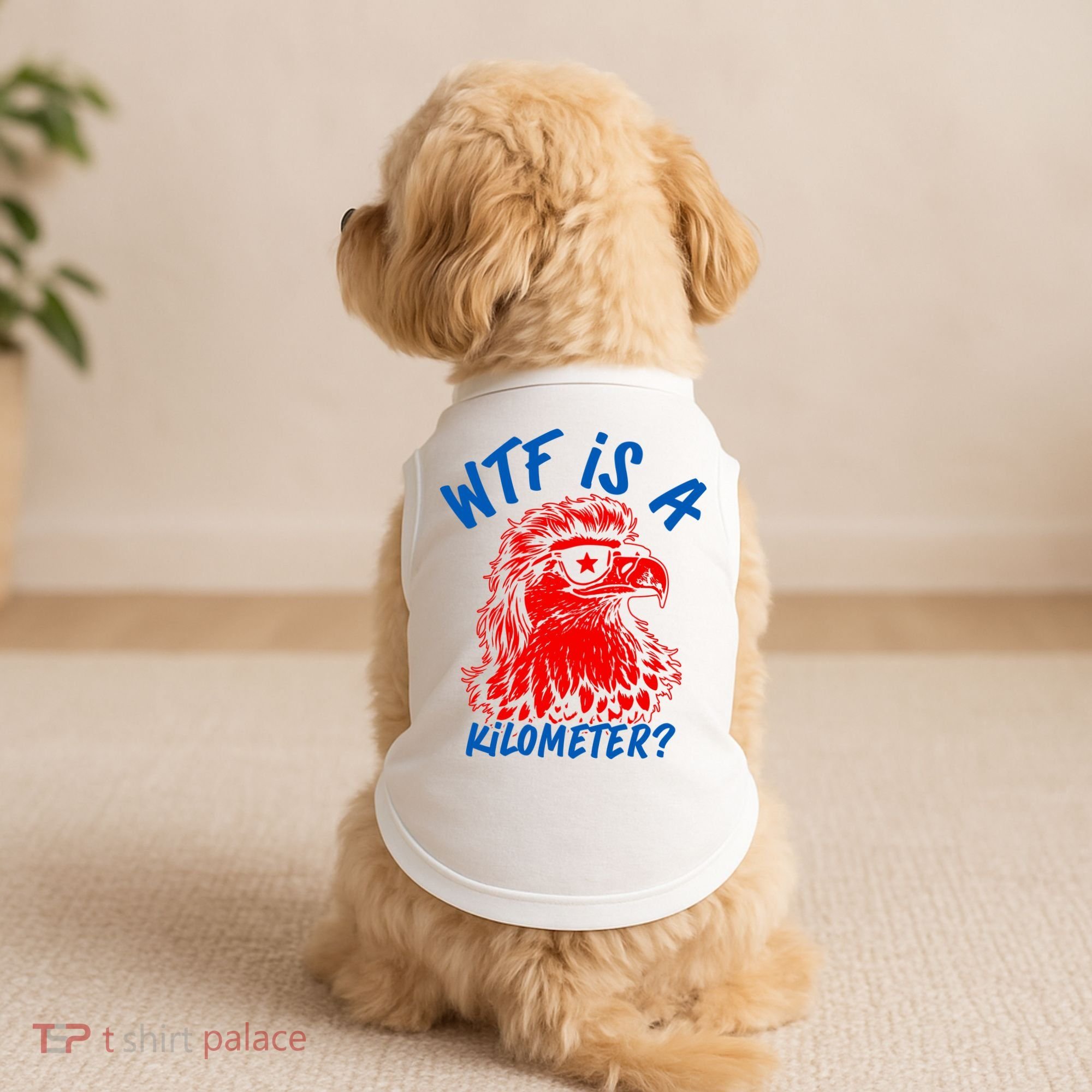 WTF Is A Kilometer? Eagle 4th Of July Doggie Tank