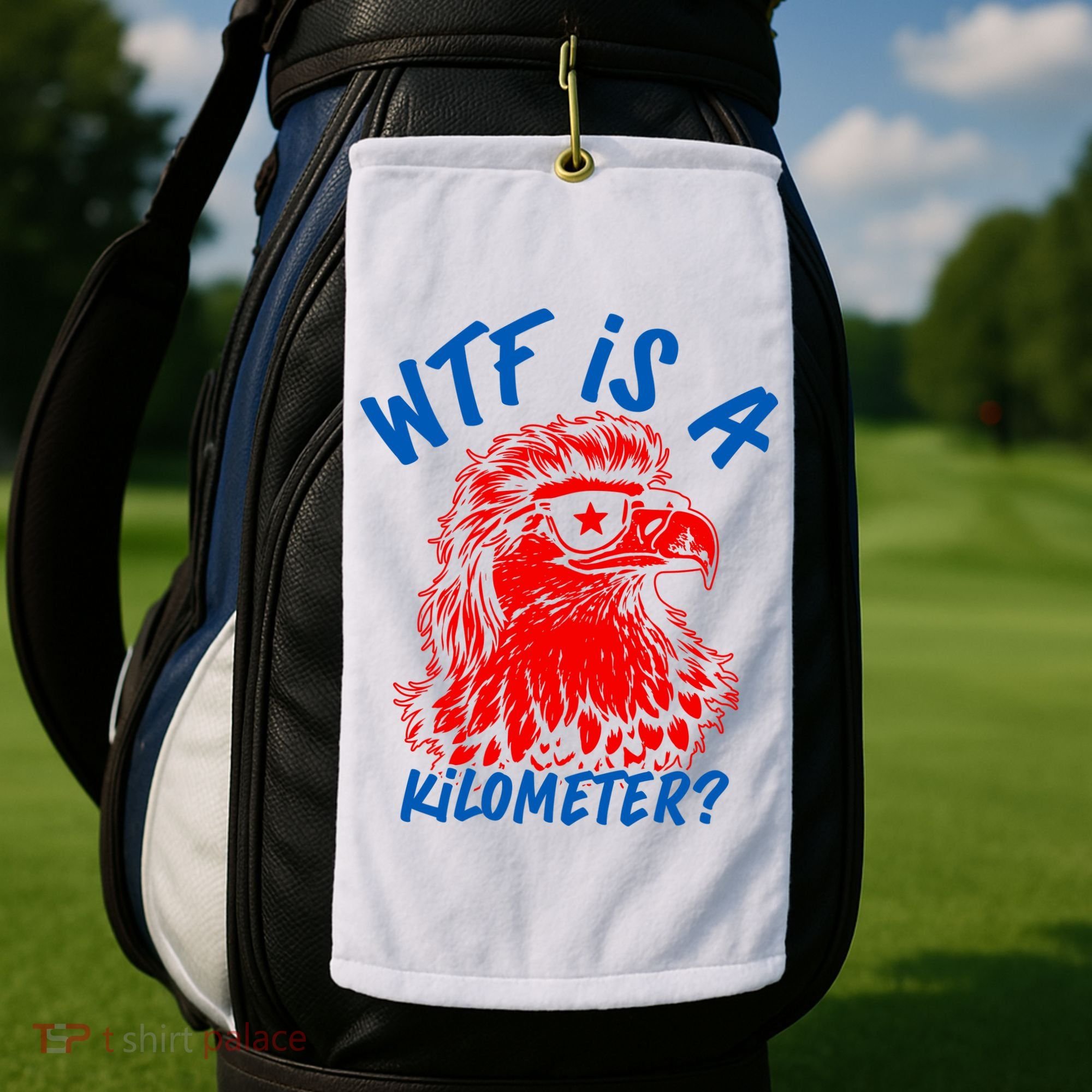 WTF Is A Kilometer? Eagle 4th Of July Golf Towel