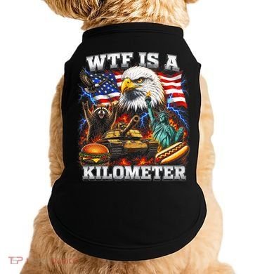 WTF Is A Kilometer? Patriotic Eagle American Graphic Doggie Tank