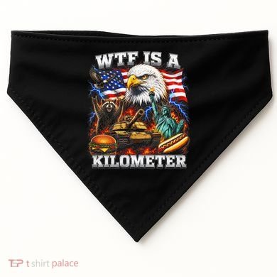 WTF Is A Kilometer? Patriotic Eagle American Graphic USA-Made Doggie Bandana