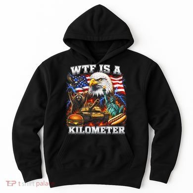 WTF Is A Kilometer? Patriotic Eagle American Graphic Hoodie