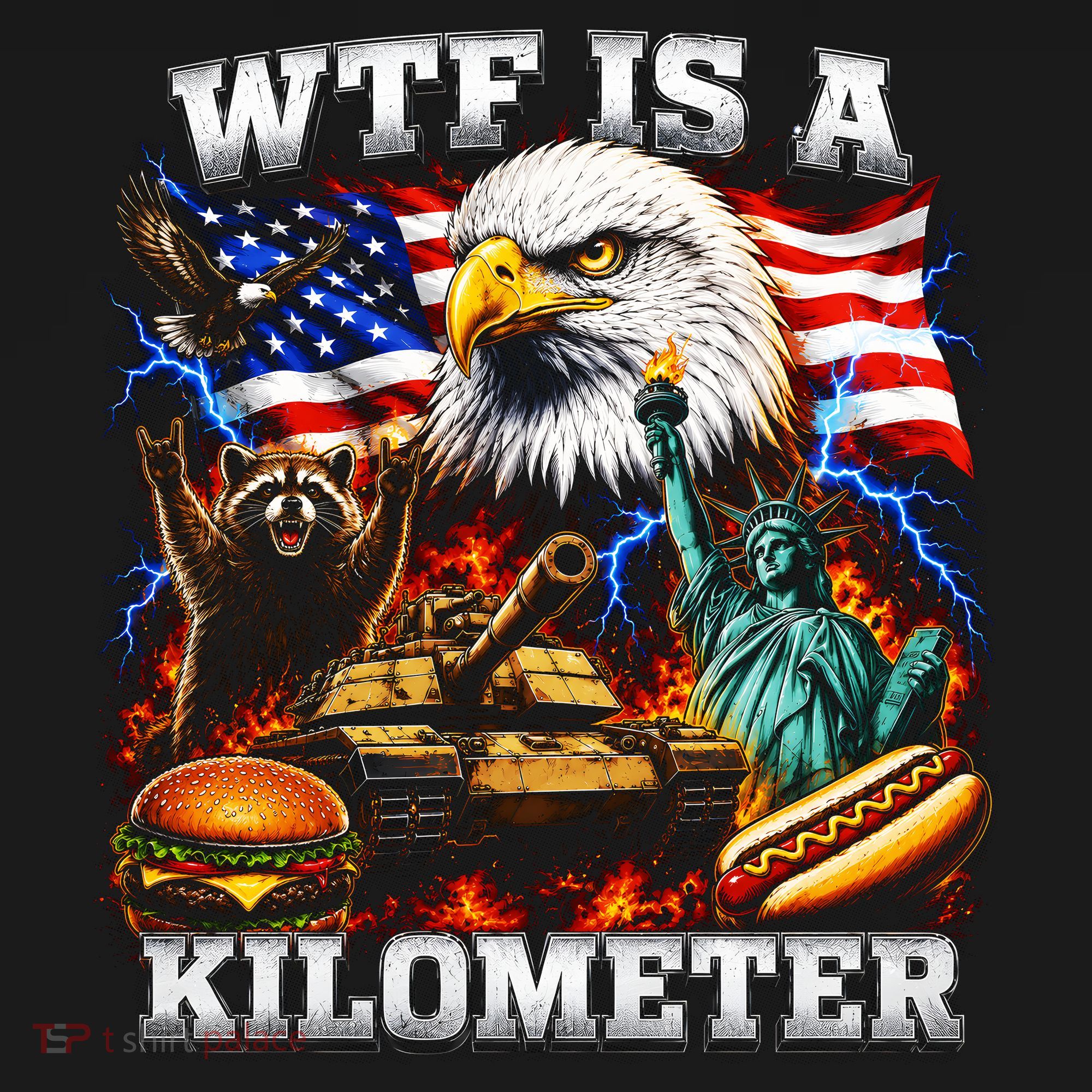 WTF Is A Kilometer? Patriotic Eagle American Graphic Hoodie