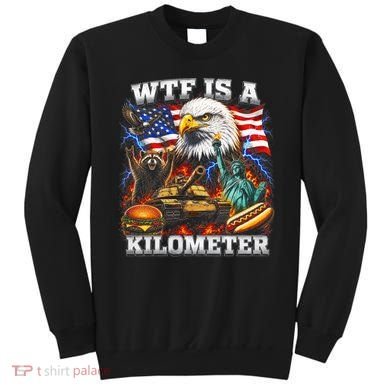 WTF Is A Kilometer? Patriotic Eagle American Graphic Sweatshirt