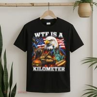 WTF Is A Kilometer? Patriotic Eagle American Graphic T-Shirt thumb 2