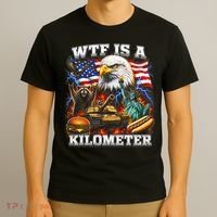 WTF Is A Kilometer? Patriotic Eagle American Graphic T-Shirt thumb 3