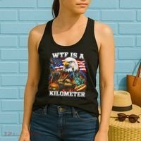 WTF Is A Kilometer? Patriotic Eagle American Graphic Women's Tank Top thumb 2