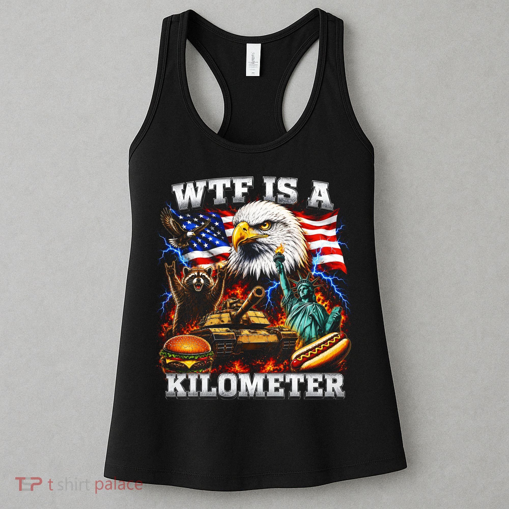 WTF Is A Kilometer? Patriotic Eagle American Graphic Women's Tank Top