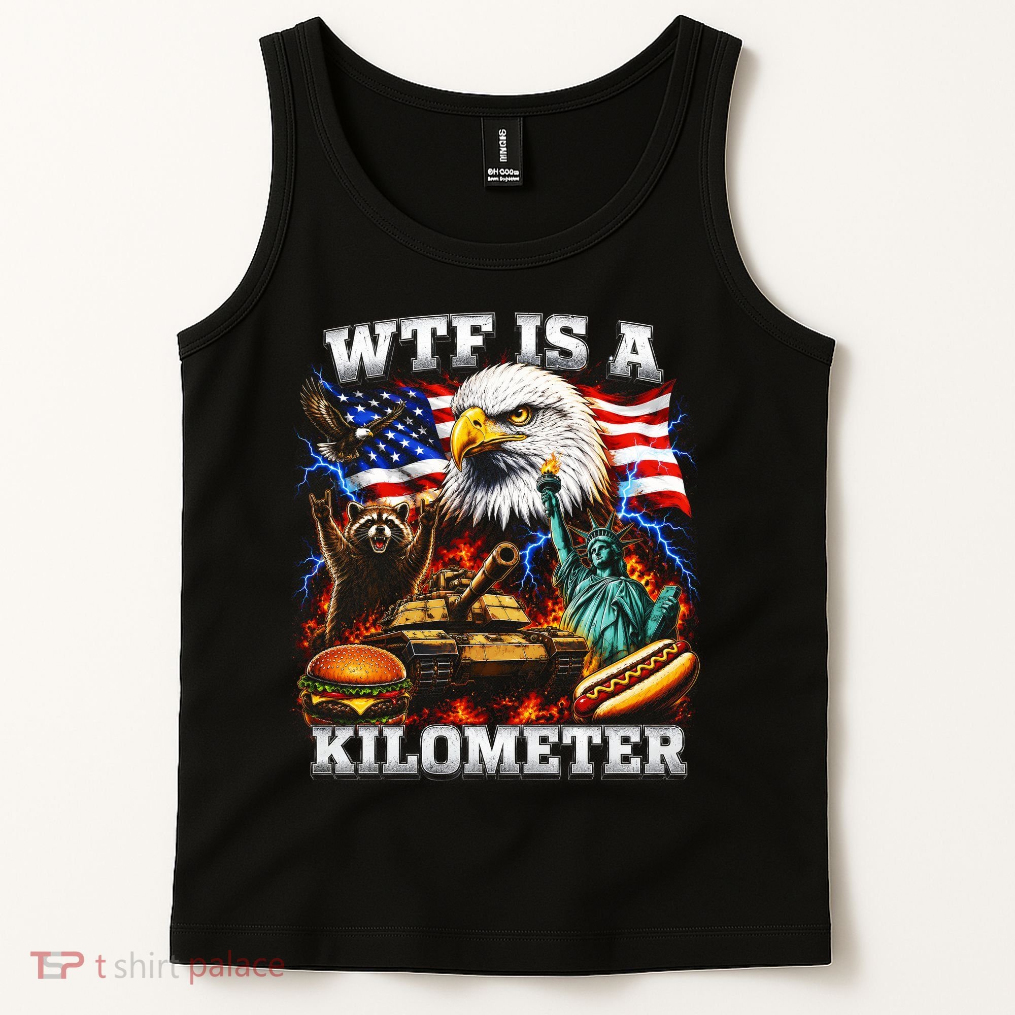 WTF Is A Kilometer? Patriotic Eagle American Graphic Tank Top