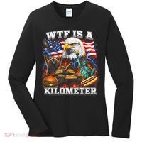 WTF Is A Kilometer? Patriotic Eagle American Graphic Women's Long Sleeve Shirt thumb 0
