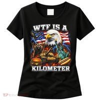 WTF Is A Kilometer? Patriotic Eagle American Graphic Women's T-Shirt thumb 0