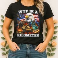 WTF Is A Kilometer? Patriotic Eagle American Graphic Women's T-Shirt thumb 2