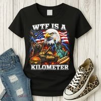 WTF Is A Kilometer? Patriotic Eagle American Graphic Women's T-Shirt thumb 3